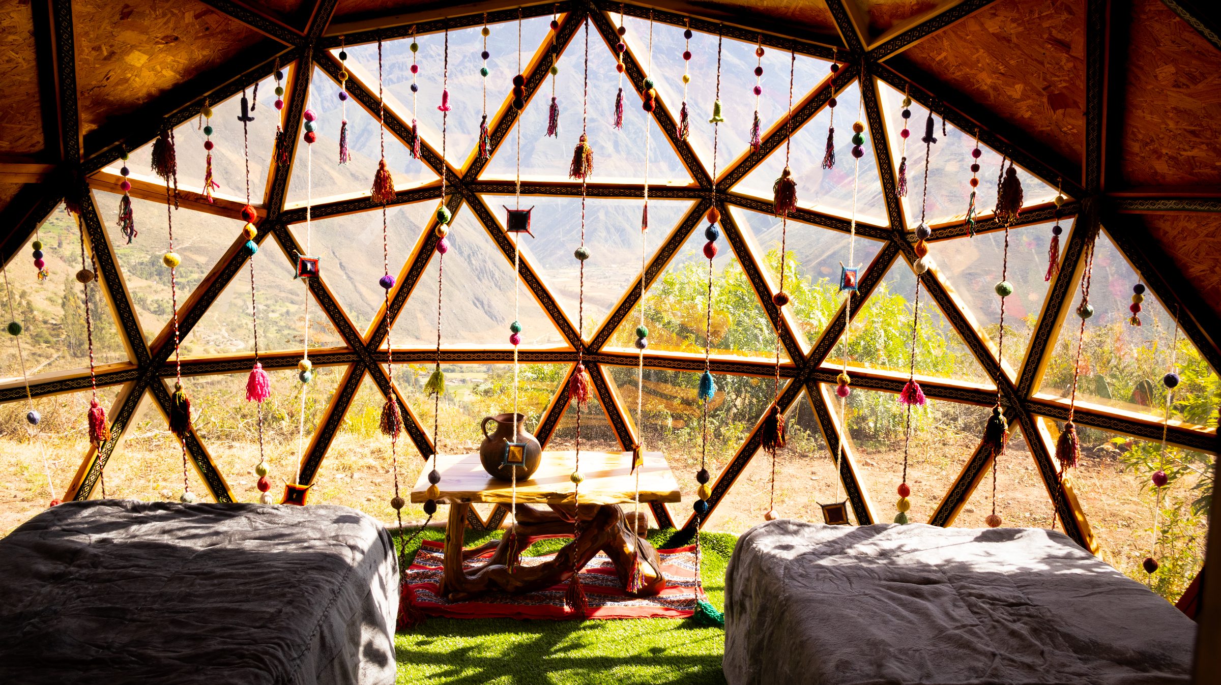 Views from inside the private dome campsite